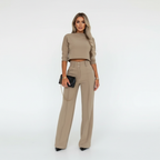 Olivia | Women's Formal Suit With High Neck And Pleated Trousers | Chic