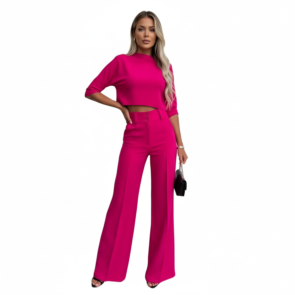 Olivia | Women's Formal Suit With High Neck And Pleated Trousers | Chic