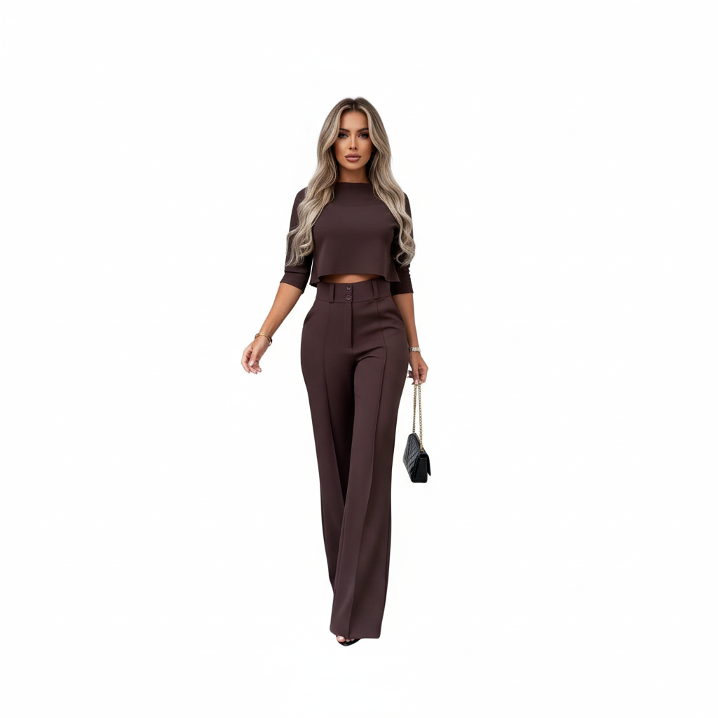 Olivia | Women's Formal Suit With High Neck And Pleated Trousers | Chic