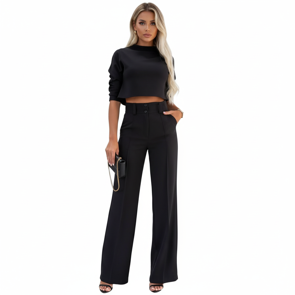 Olivia | Women's Formal Suit With High Neck And Pleated Trousers | Chic