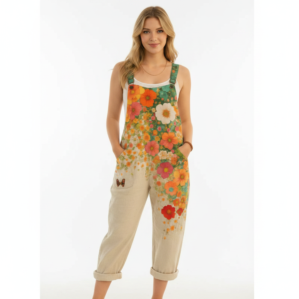 Olivia | Women's Jumpsuit With Floral Print And Front Pockets | Casual