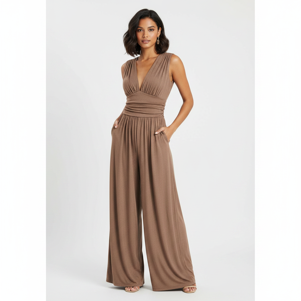 Olivia | Women's Jumpsuit With Sleeveless Design And Pleated Waist | Elegant