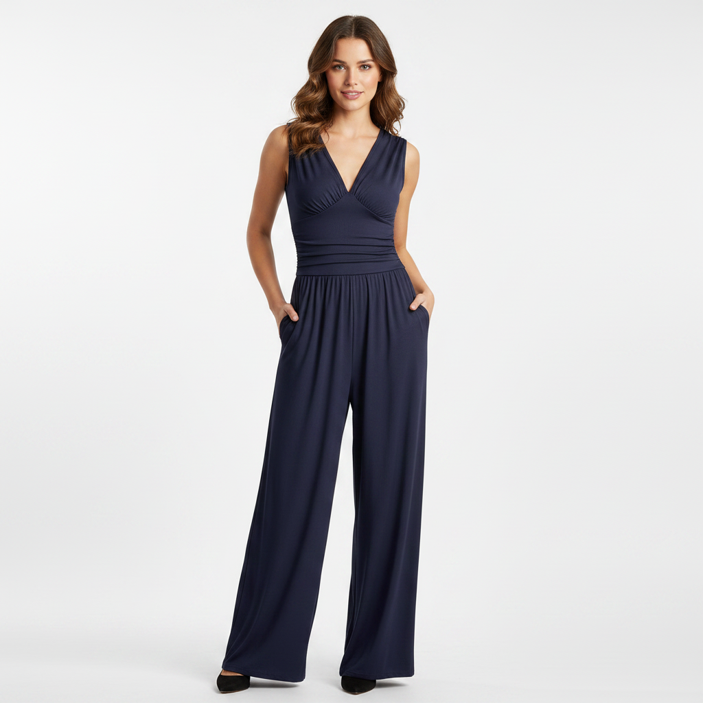 Olivia | Women's Jumpsuit With Sleeveless Design And Pleated Waist | Elegant