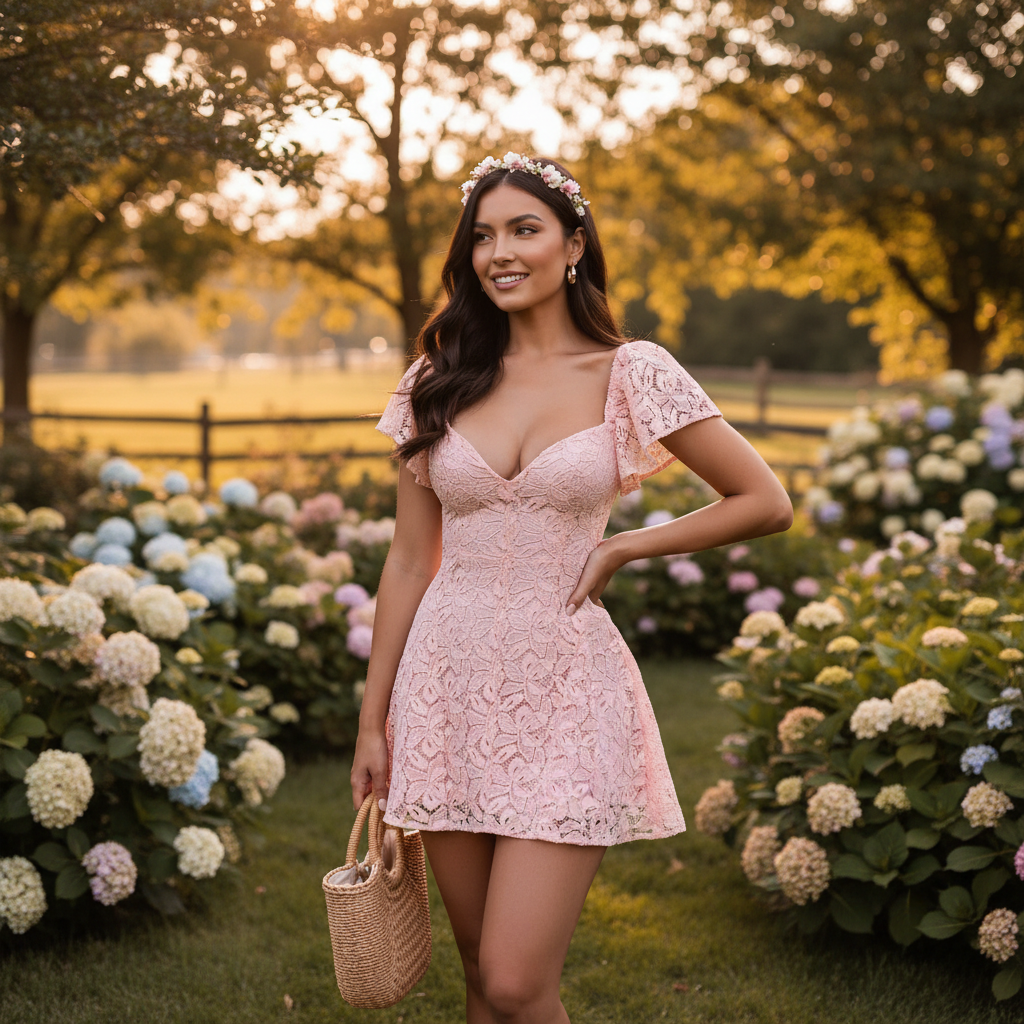 Olivia | Women's Mini Lace Dress With Sweetheart Neckline And Flutter Sleeves | Romantic