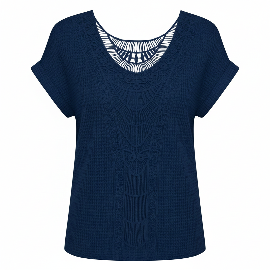 Olivia | Women's Lace Top With Openwork Detail And Short Sleeves | Bohemian