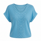 Olivia | Women's Lace Top With Openwork Detail And Short Sleeves | Bohemian