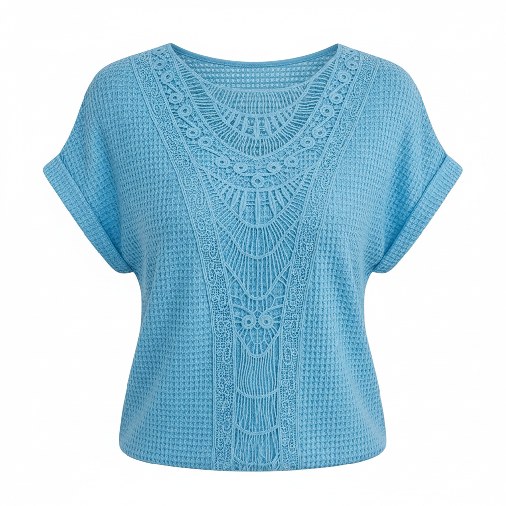 Olivia | Women's Lace Top With Openwork Detail And Short Sleeves | Bohemian
