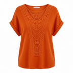 Olivia | Women's Lace Top With Openwork Detail And Short Sleeves | Bohemian