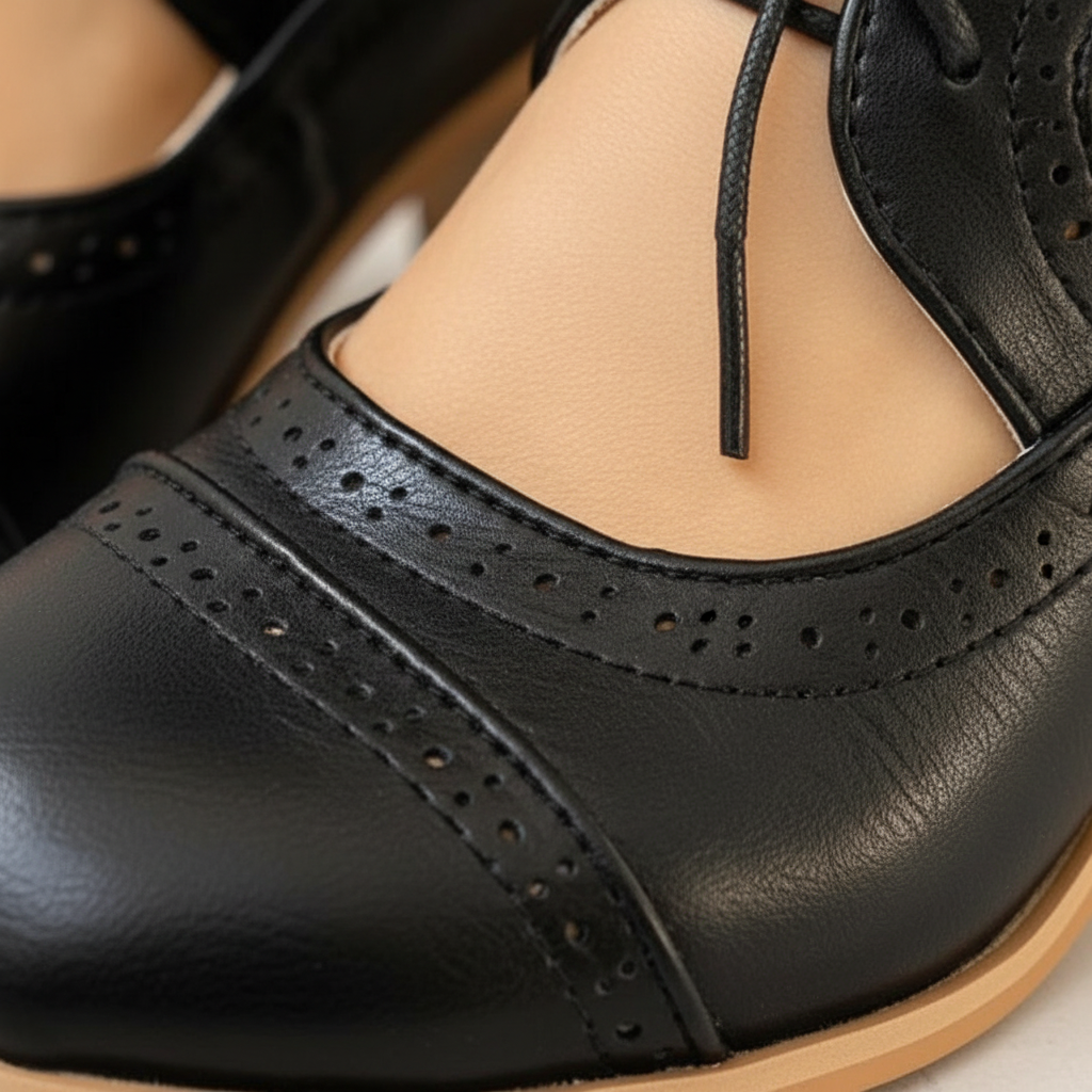 Olivia | Women's Lace-Up Shoes With Cutout Design And Block Heel | Vintage