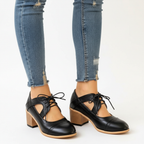 Olivia | Women's Lace-Up Shoes With Cutout Design And Block Heel | Vintage