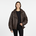 Olivia | Women's Leather Jacket With Asymmetric Zip And Structured Collar | Biker