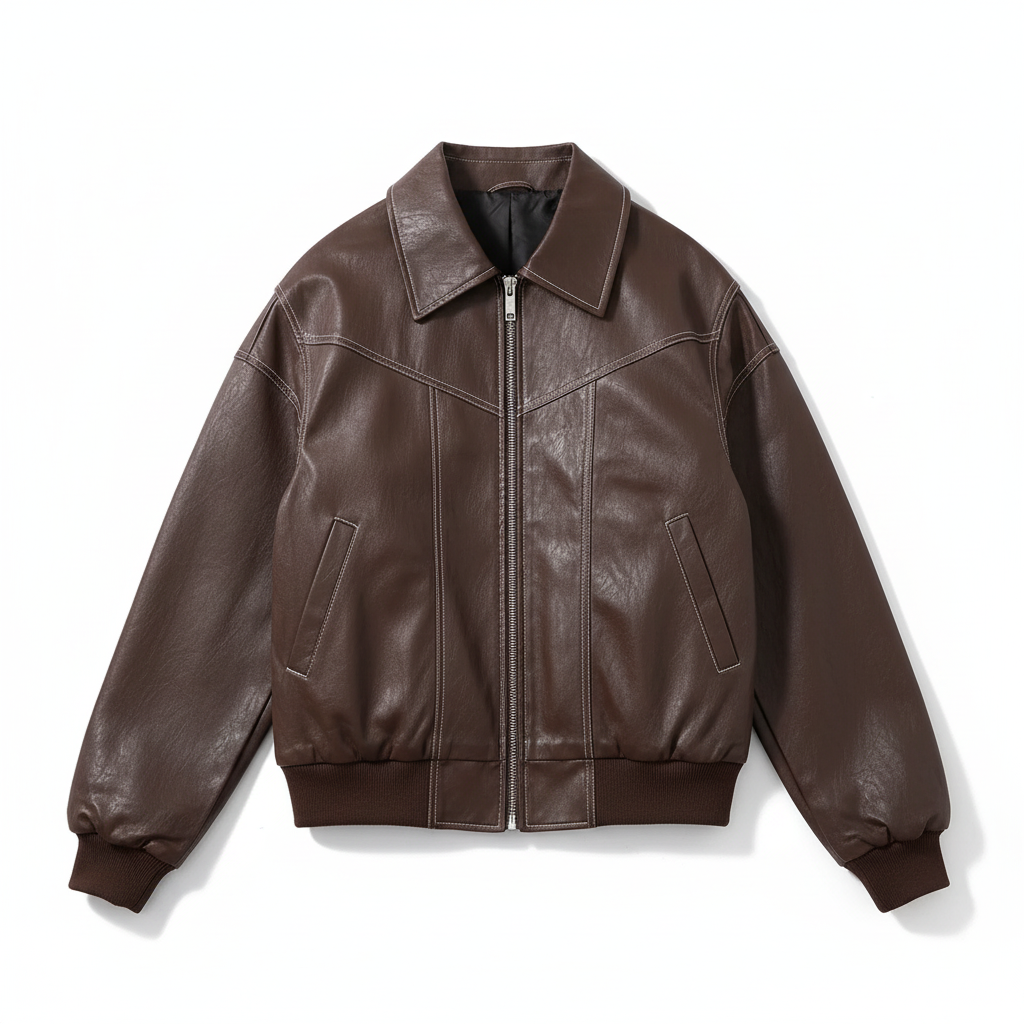 Olivia | Women's Leather Jacket With Zip Closure And Exposed Seams | Streetwear
