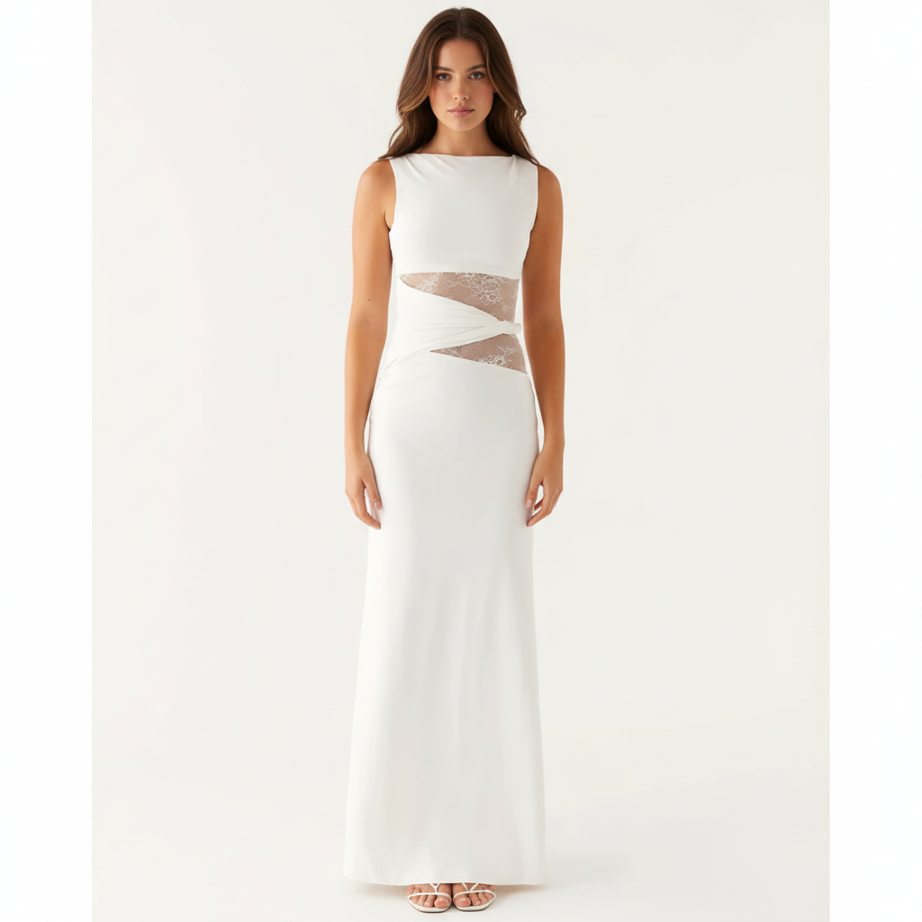 Olivia | Women's Maxi Dress With Sleeveless Design And Lace Cutout Detail | Elegant