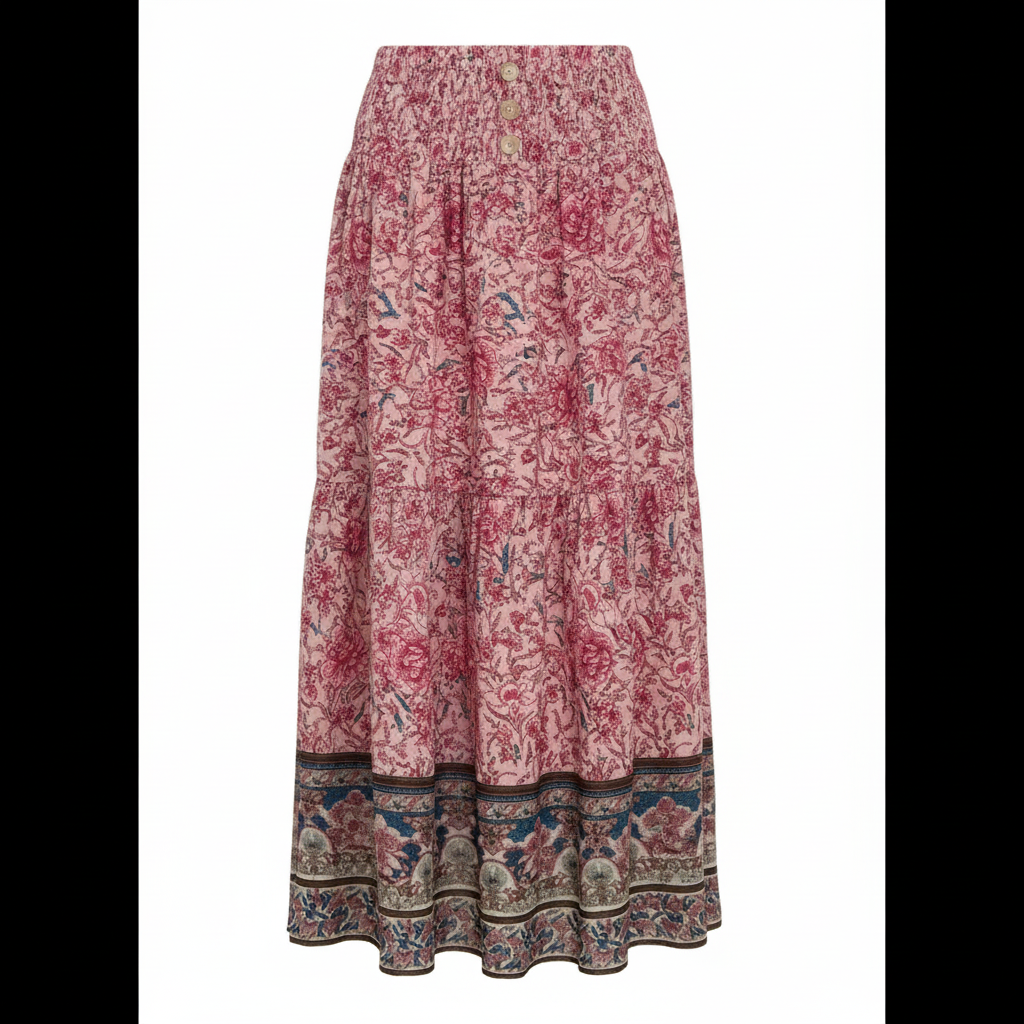 Olivia | Women's Maxi Skirt With Pleated Design And Drawstring Waist | Bohemian
