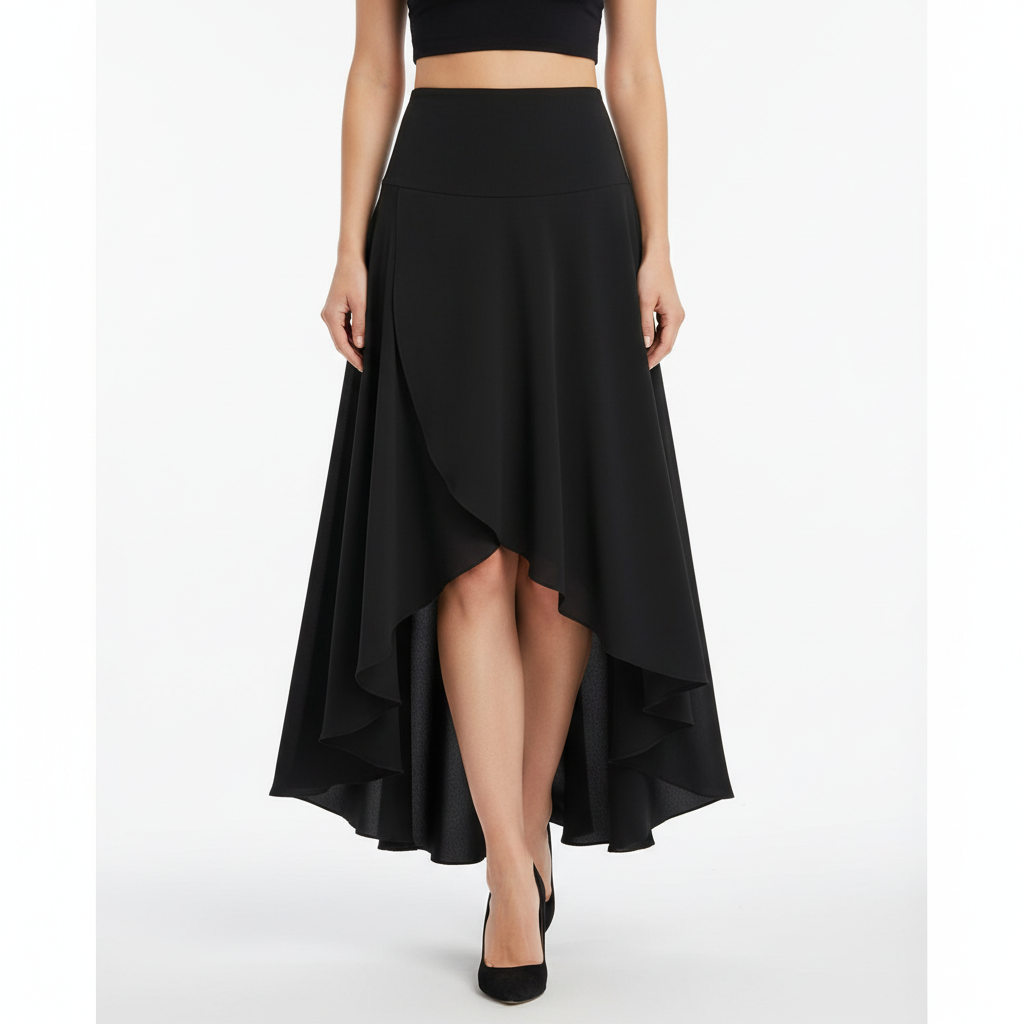 Olivia | Women's Midi Skirt With Draped Layers And Asymmetric Hem | Elegant