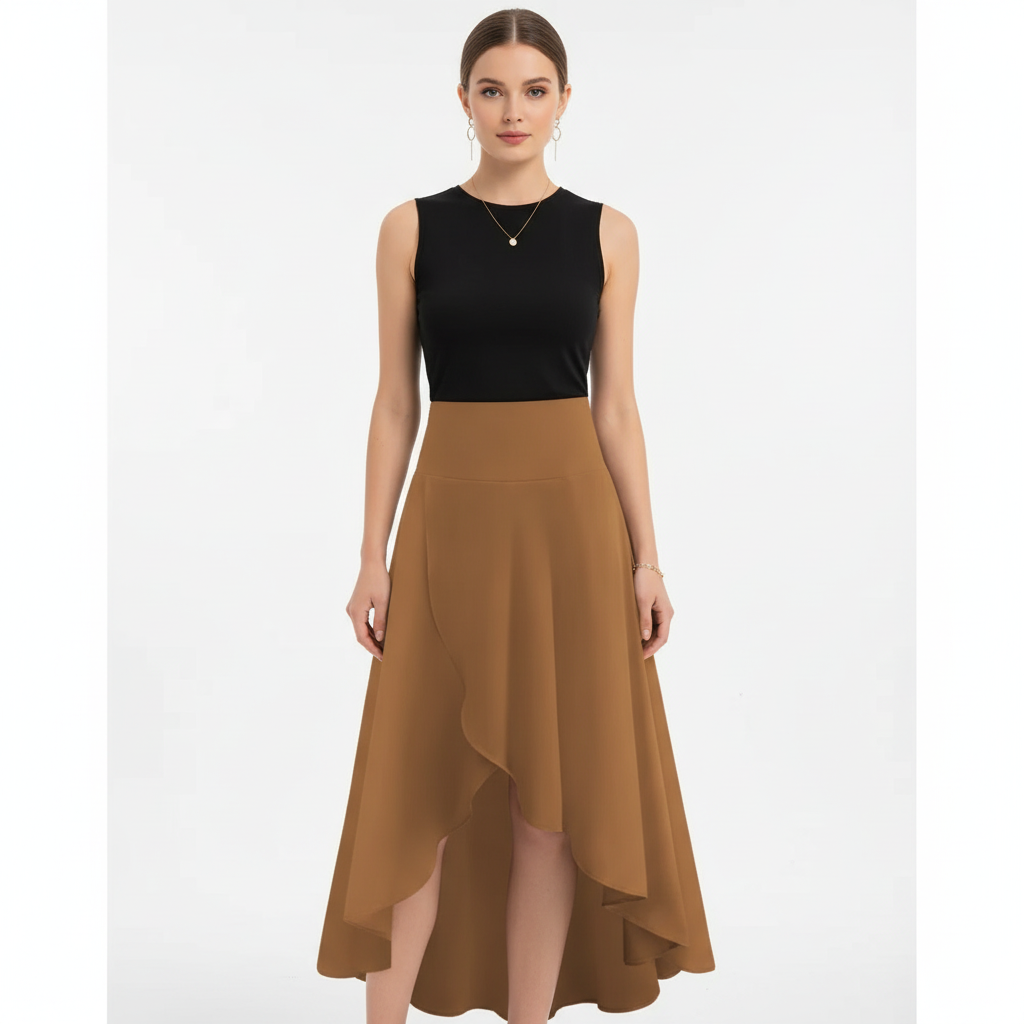 Olivia | Women's Midi Skirt With Draped Layers And Asymmetric Hem | Elegant