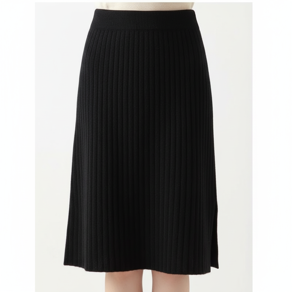 Olivia | Women's Midi Skirt With Ribbed Texture And Side Slit | Casual