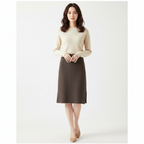 Olivia | Women's Midi Skirt With Ribbed Texture And Side Slit | Casual