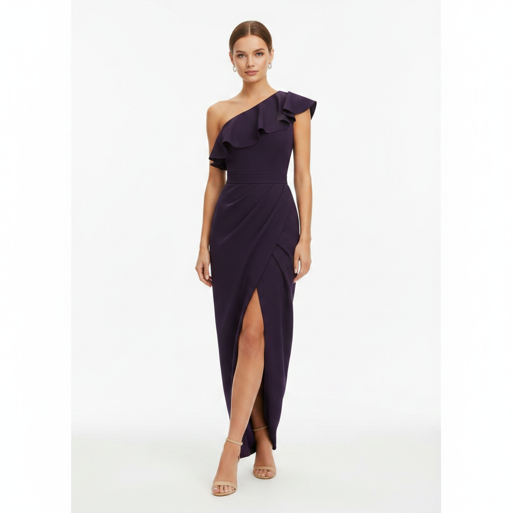 Olivia | Women's One Shoulder Dress With Asymmetric Neckline And Draped Detail | Elegant