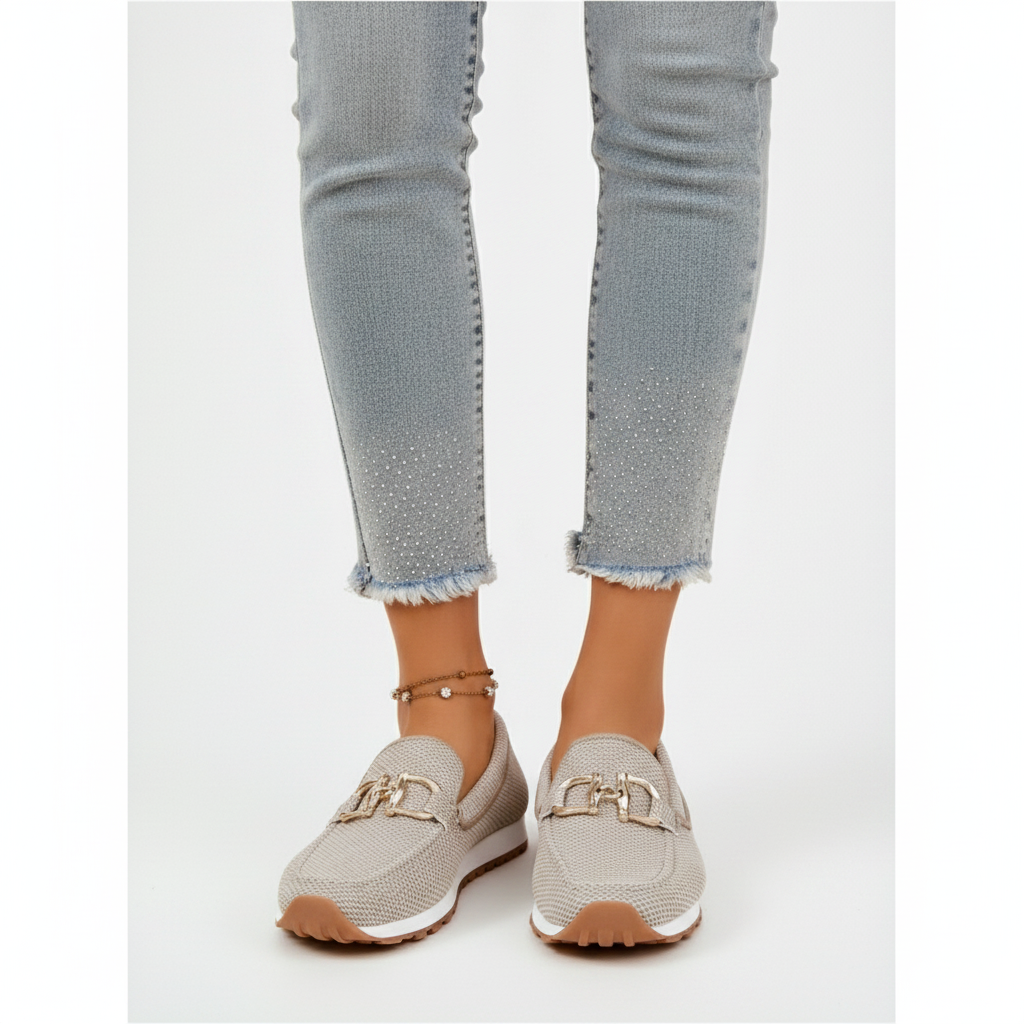 Olivia | Women's Orthopedic Loafers With Gold Hardware And Textured Finish | Elegant