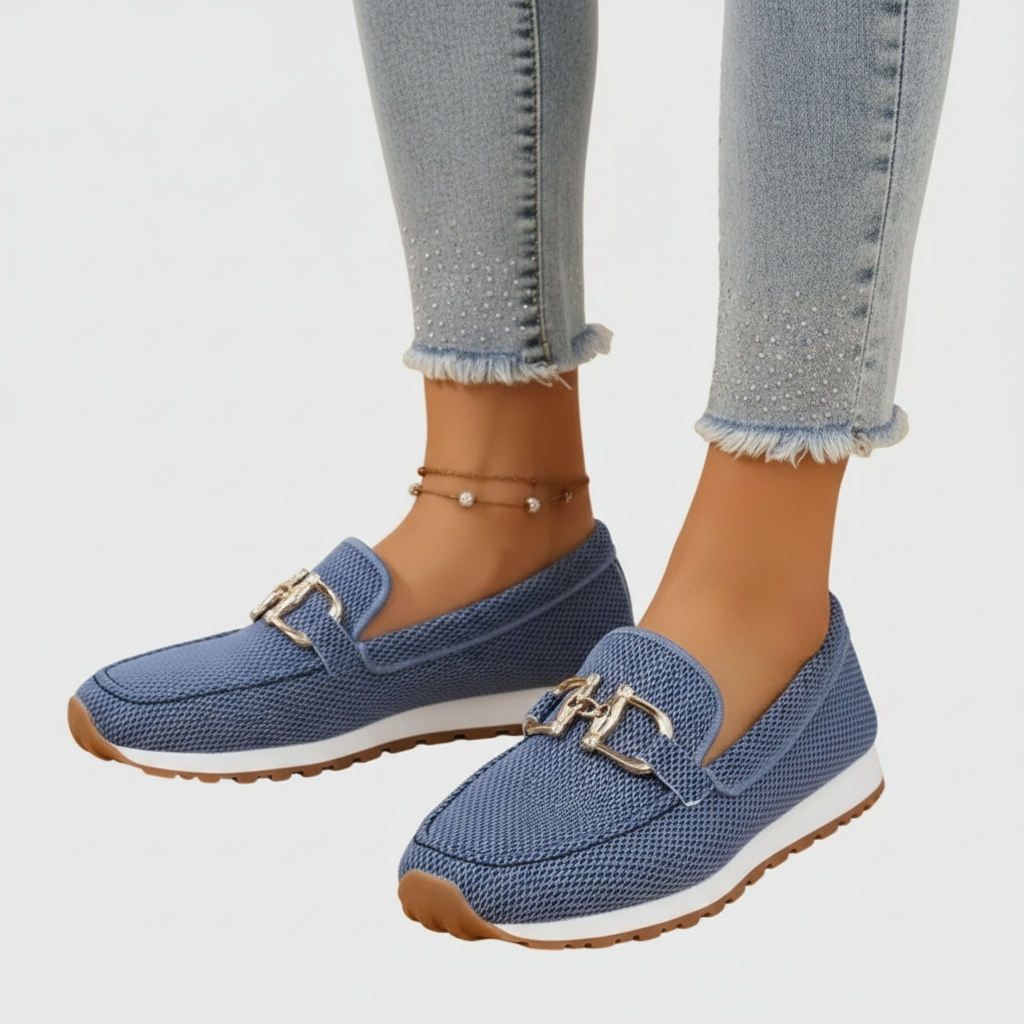 Olivia | Women's Orthopedic Loafers With Gold Hardware And Textured Finish | Elegant