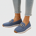 Olivia | Women's Orthopedic Loafers With Gold Hardware And Textured Finish | Elegant