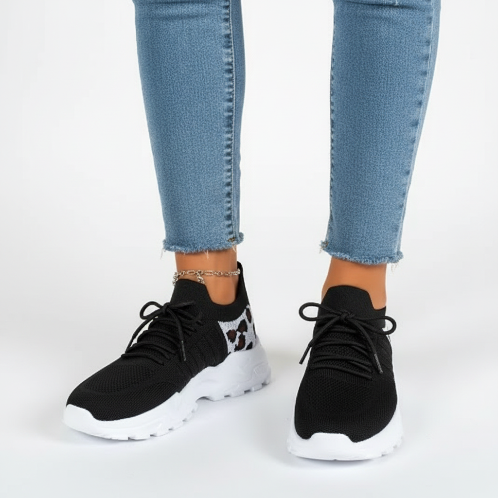Olivia | Women's Orthopedic Sneakers With Lace Up Design And Textured Finish | Casual