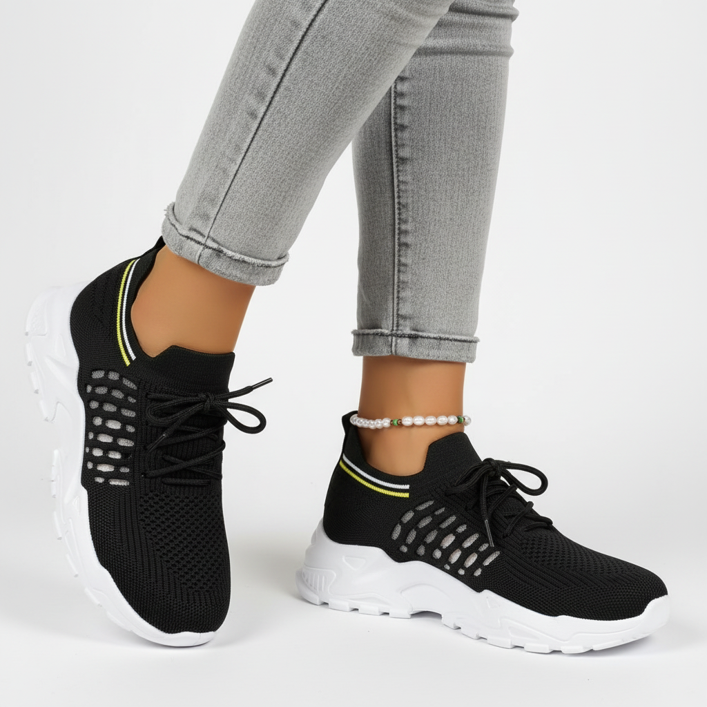 Olivia | Women's Orthopedic Sneakers With Lace Up Design And Textured Finish | Casual