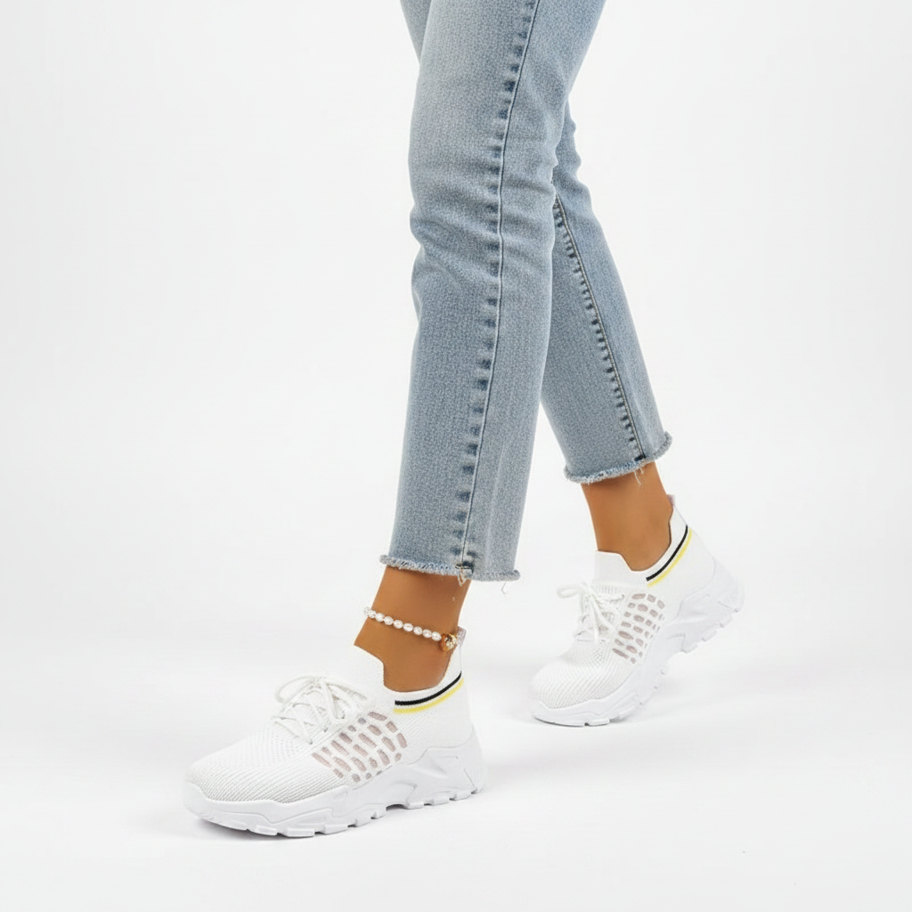Olivia | Women's Orthopedic Sneakers With Lace Up Design And Textured Finish | Casual