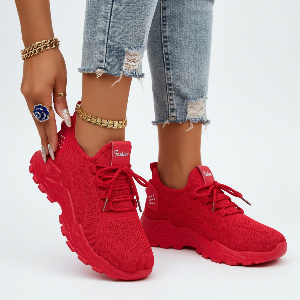 Olivia | Women's Orthopedic Sneakers With Lace Up Design And Textured Finish | Casual