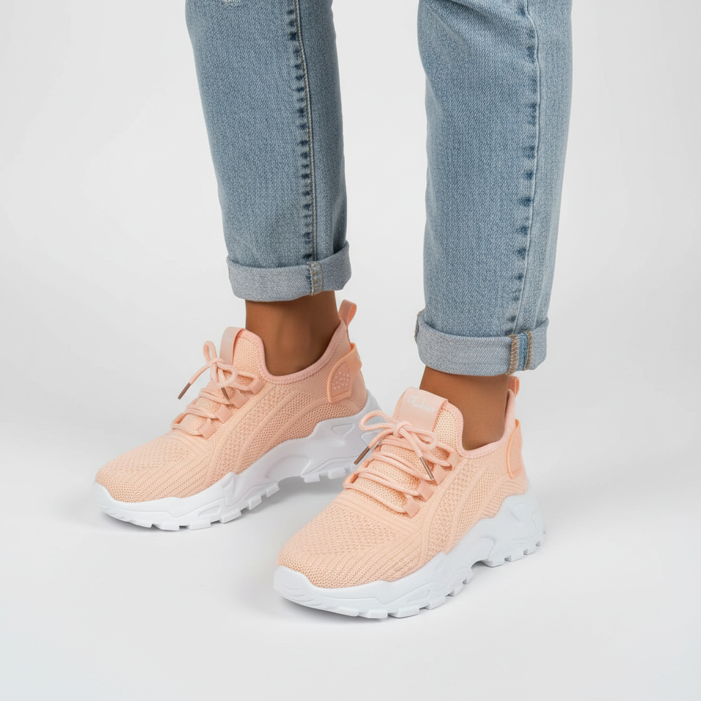 Olivia | Women's Orthopedic Sneakers With Lace Up Design And Textured Finish | Casual