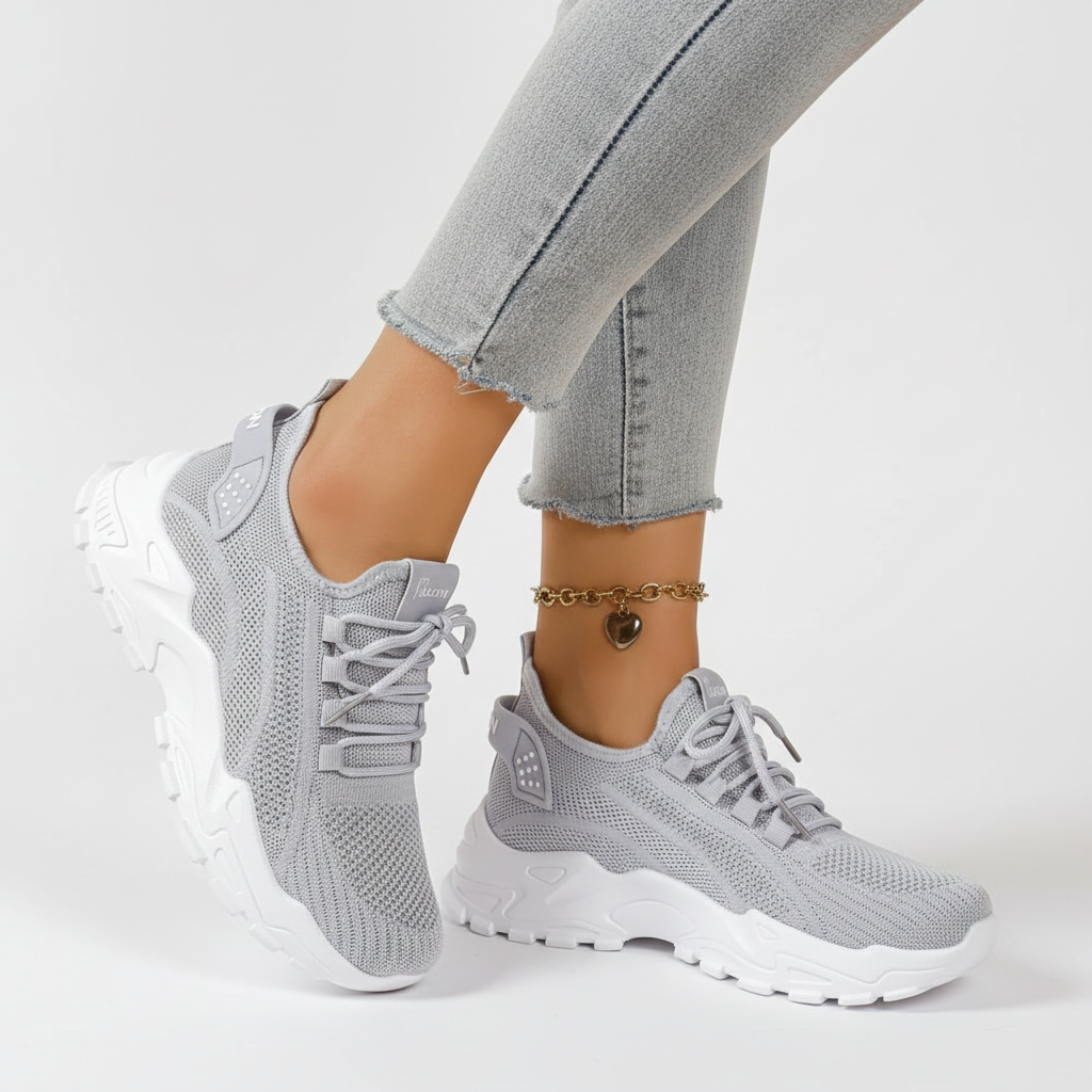 Olivia | Women's Orthopedic Sneakers With Lace Up Design And Textured Finish | Casual