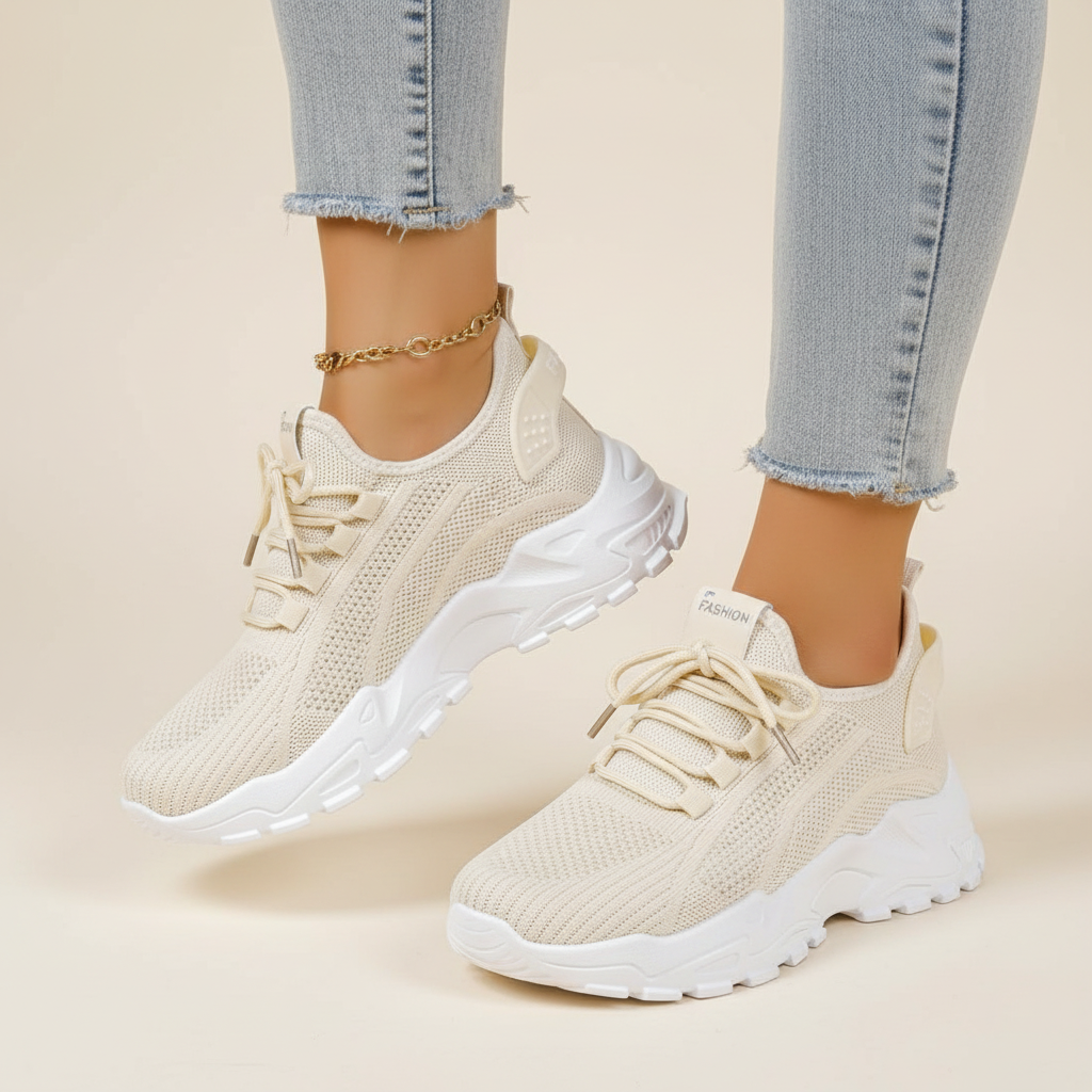Olivia | Women's Orthopedic Sneakers With Lace Up Design And Textured Finish | Casual