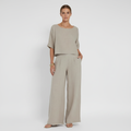 Olivia | Women's Outfit Set With Short Sleeve Top And Wide Leg Pants | Casual