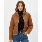 Olivia | Women's Sherpa Jacket With Quilted Panels And Zip Closure | Casual