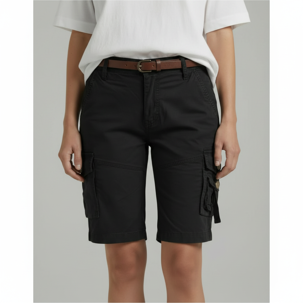 Olivia | Women's Shorts With Cargo Pockets And Belt Detail | Casual