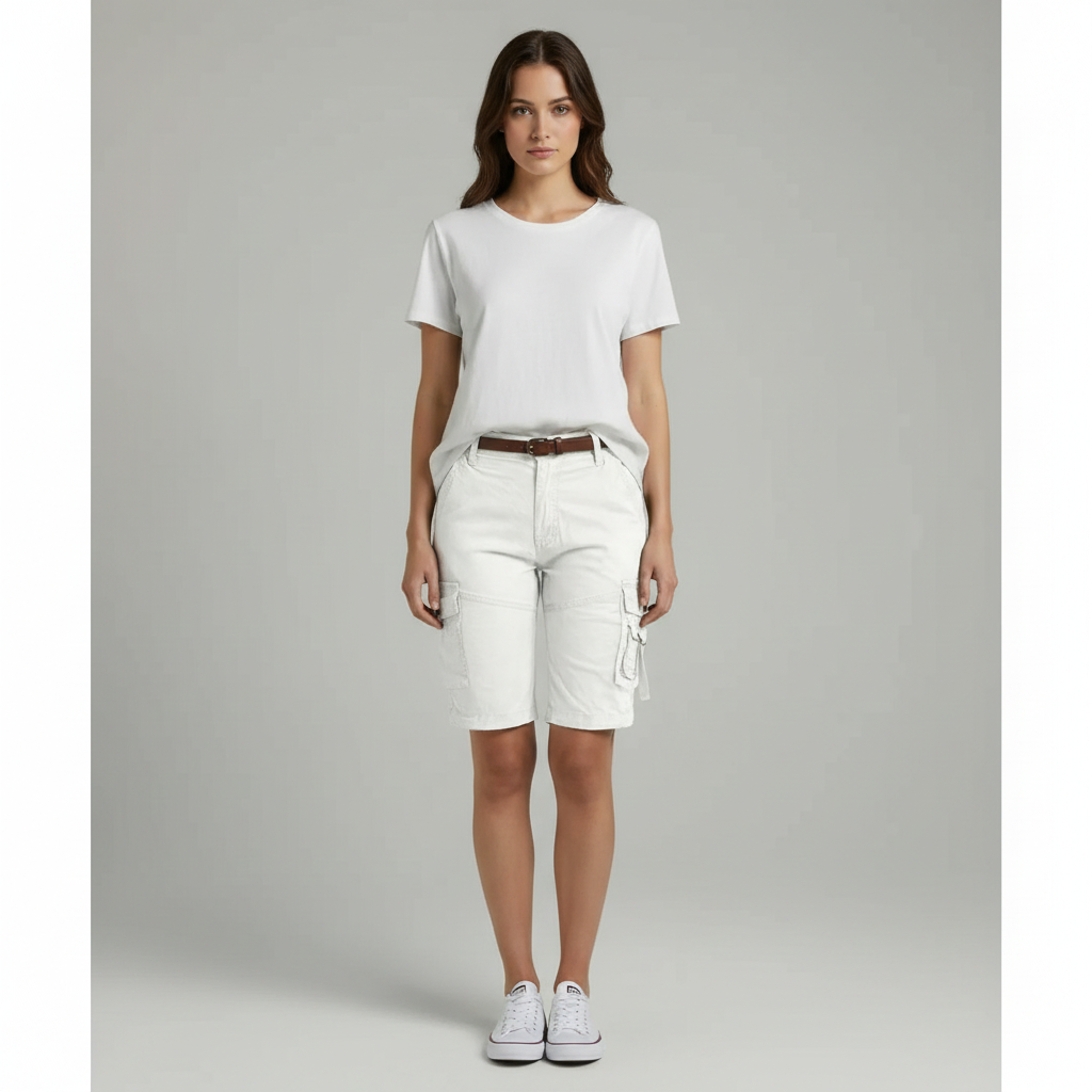 Olivia | Women's Shorts With Cargo Pockets And Belt Detail | Casual