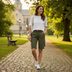 Olivia | Women's Shorts With Cargo Pockets And Belt Detail | Casual