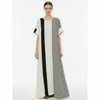 Olivia | Women's Striped Maxi Dress With Short Sleeves And Pleated Design | Casual