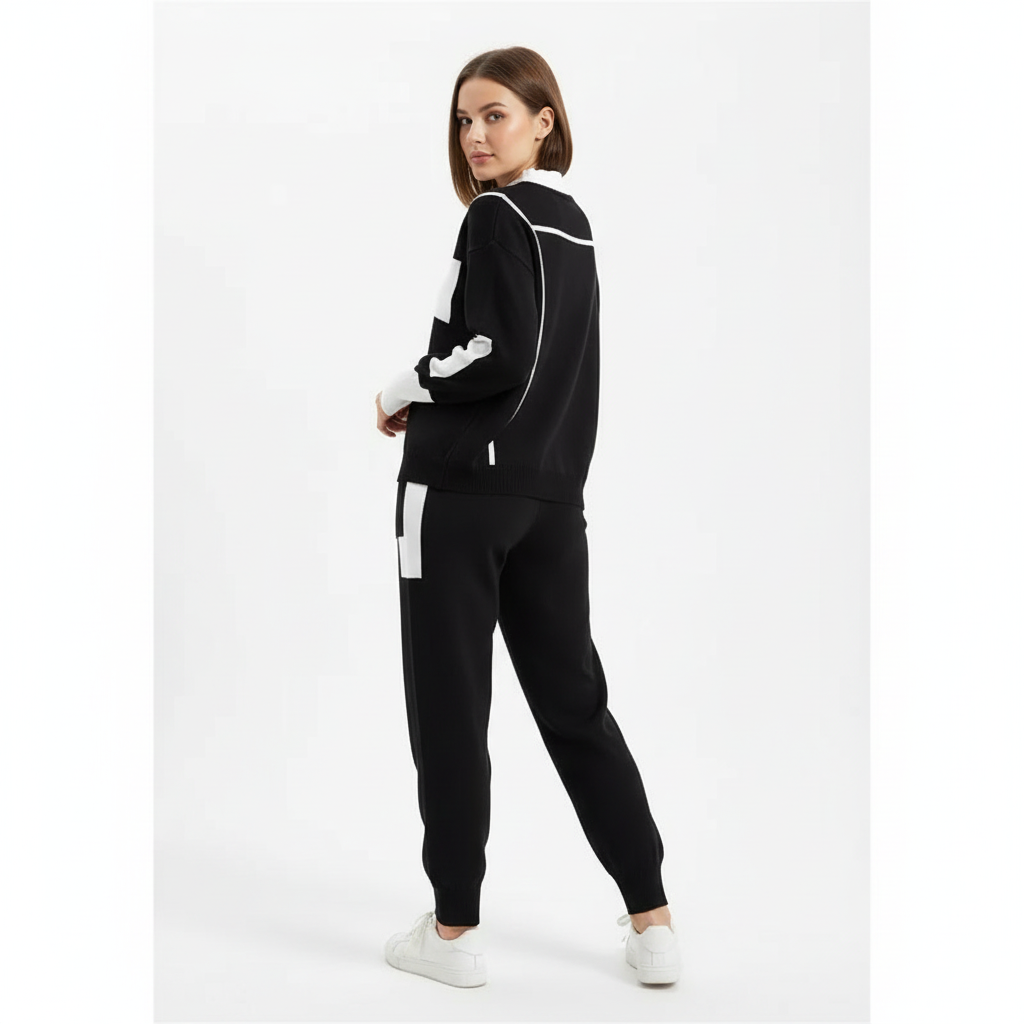 Olivia | Women's Sweater Pants Set With High Neck And Pleated Pants | Chic