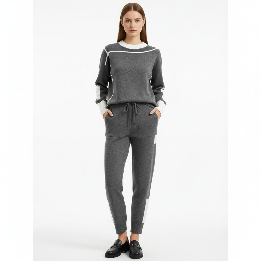Olivia | Women's Sweater Pants Set With High Neck And Pleated Pants | Chic