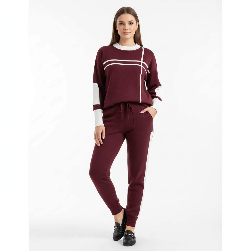 Olivia | Women's Sweater Pants Set With High Neck And Pleated Pants | Chic
