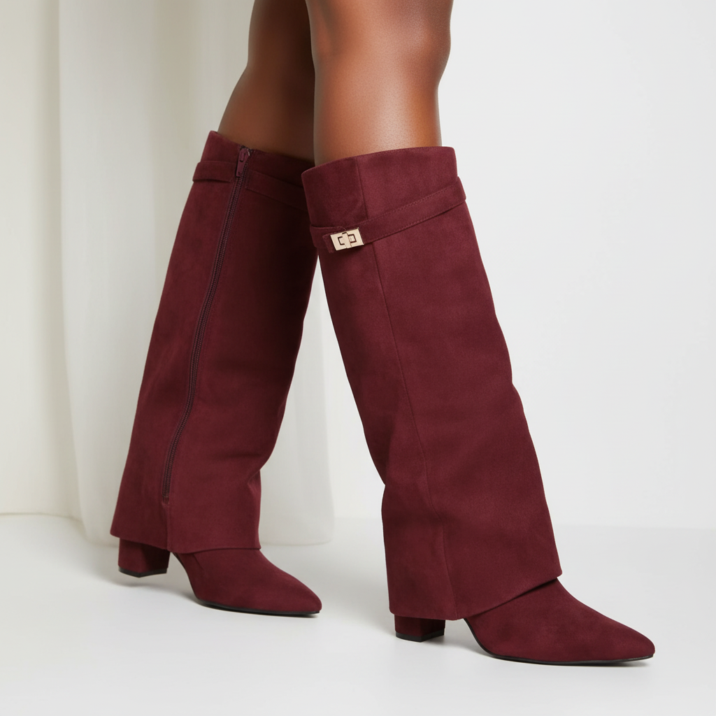 Olivia | Women's Thigh-High Boots With Block Heel And Zip Closure | Elegant