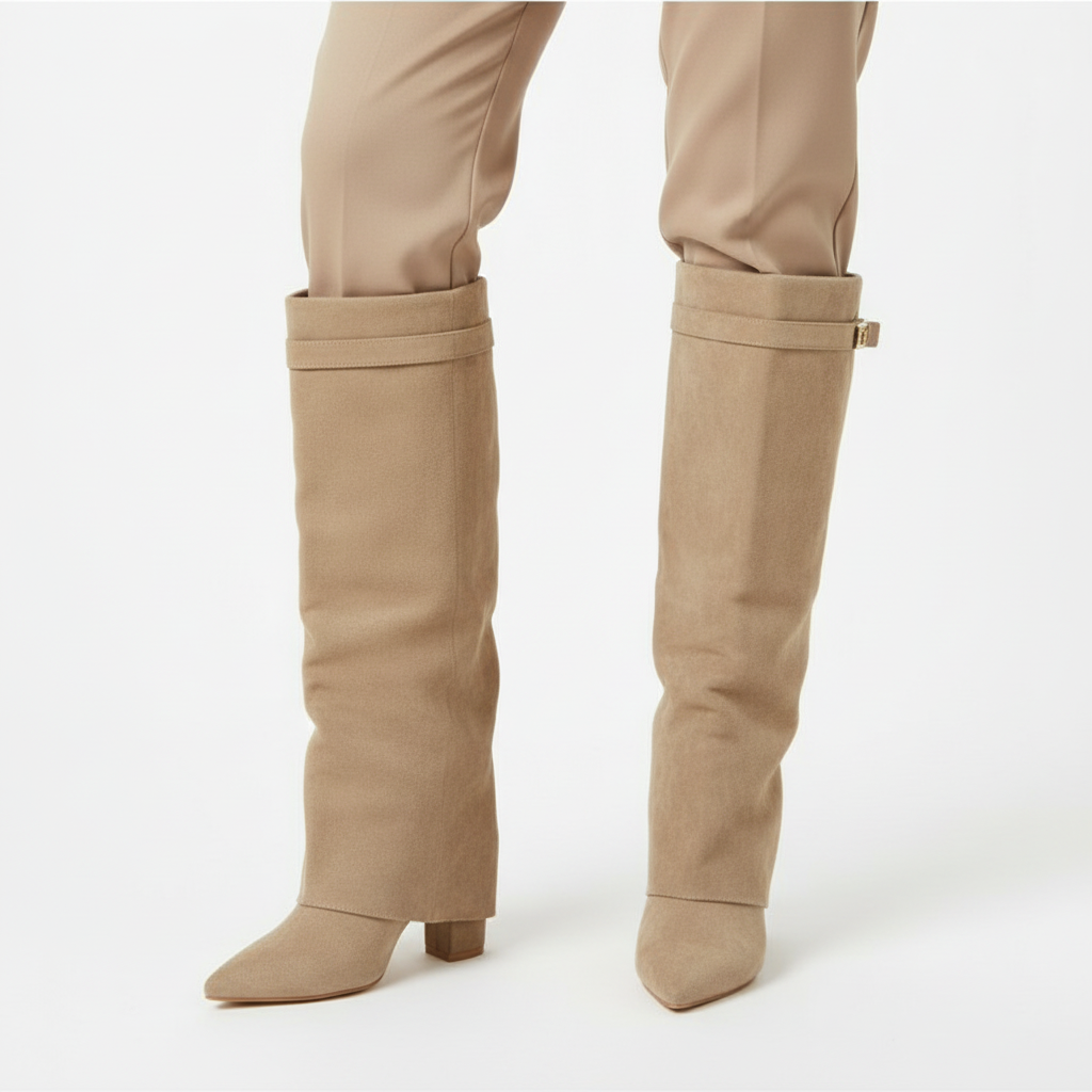 Olivia | Women's Thigh-High Boots With Block Heel And Zip Closure | Elegant