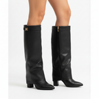 Olivia | Women's Thigh-High Boots With Block Heel And Zip Closure | Elegant