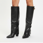 Olivia | Women's Thigh-High Boots With Block Heel And Zip Closure | Elegant