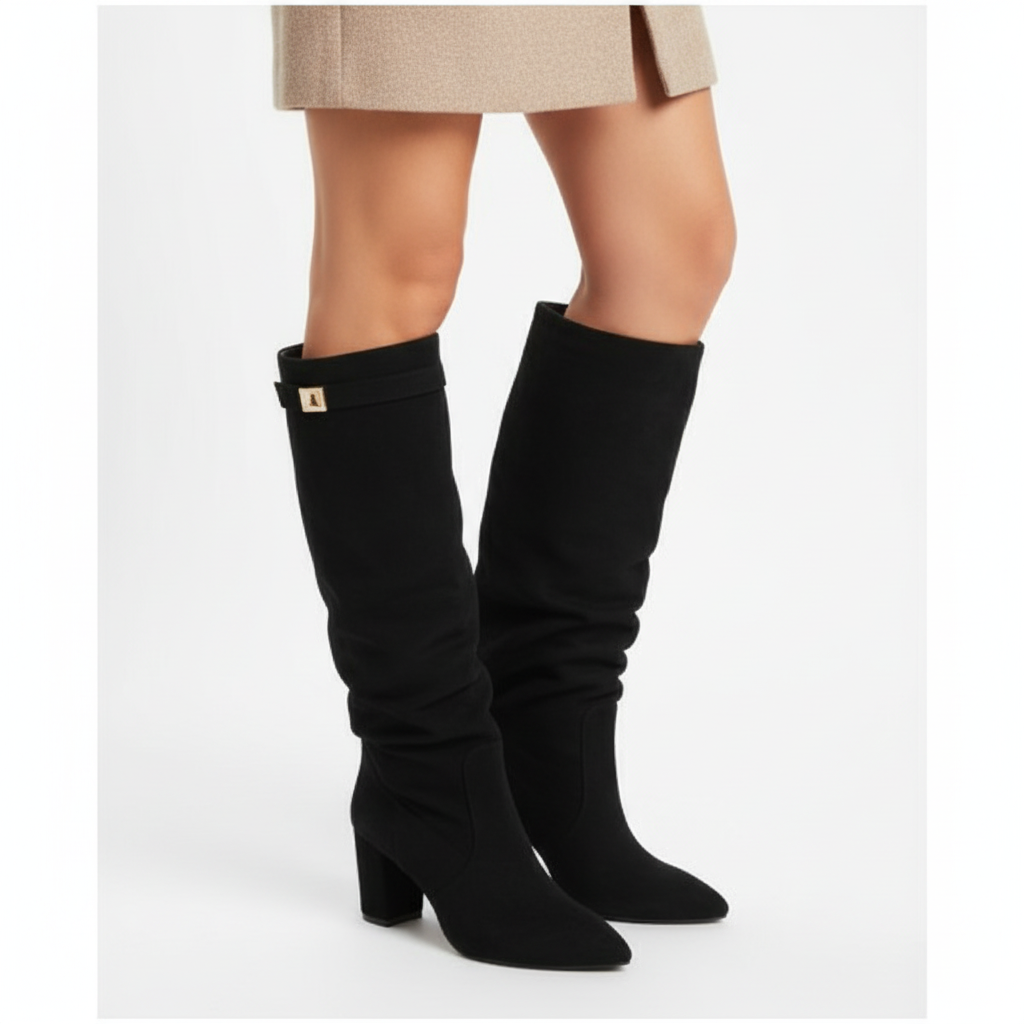 Olivia | Women's Thigh-High Boots With Block Heel And Zip Closure | Elegant