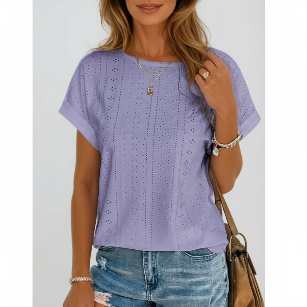 Olivia | Women's Top With Openwork Design And Short Sleeves | Casual