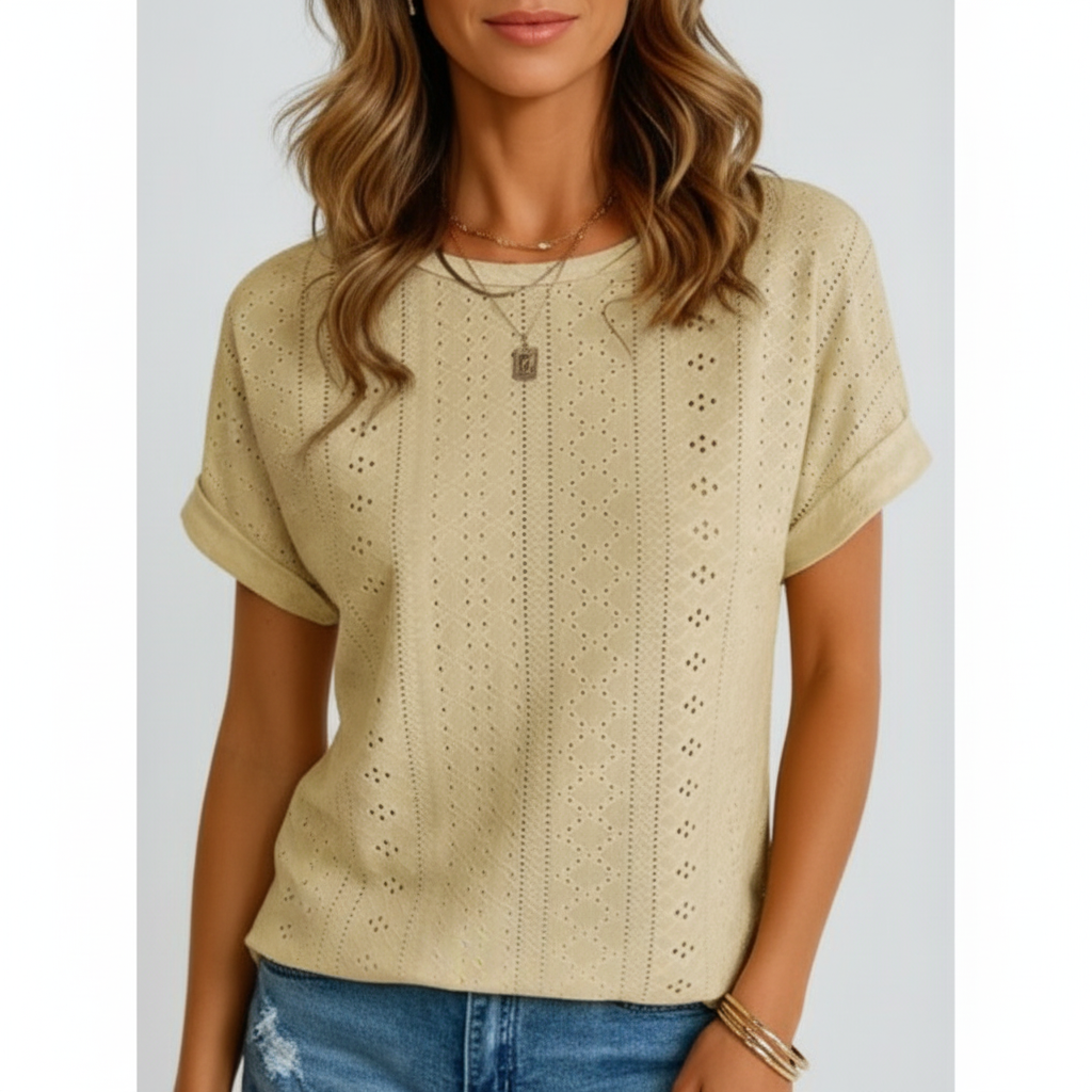 Olivia | Women's Top With Openwork Design And Short Sleeves | Casual
