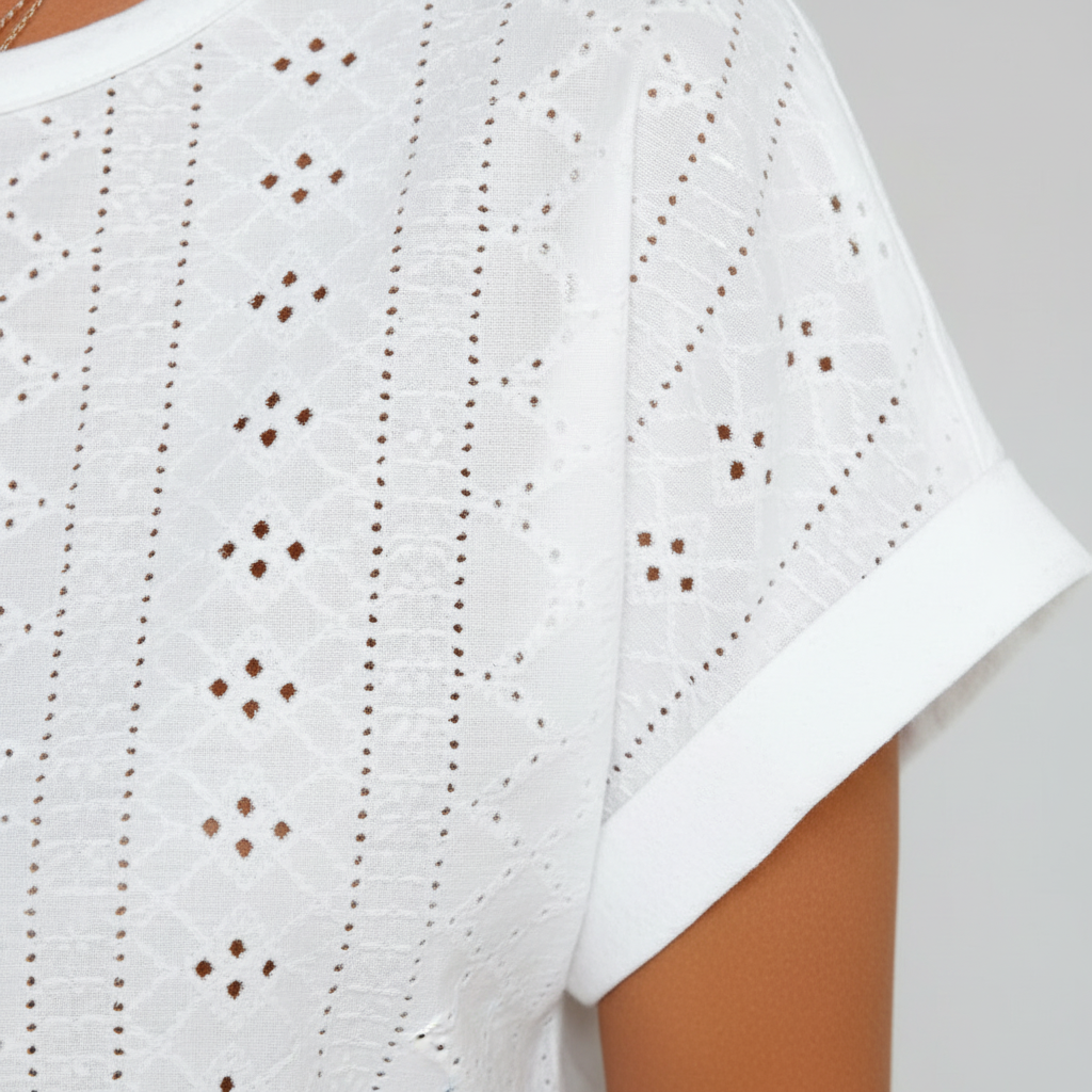 Olivia | Women's Top With Openwork Design And Short Sleeves | Casual